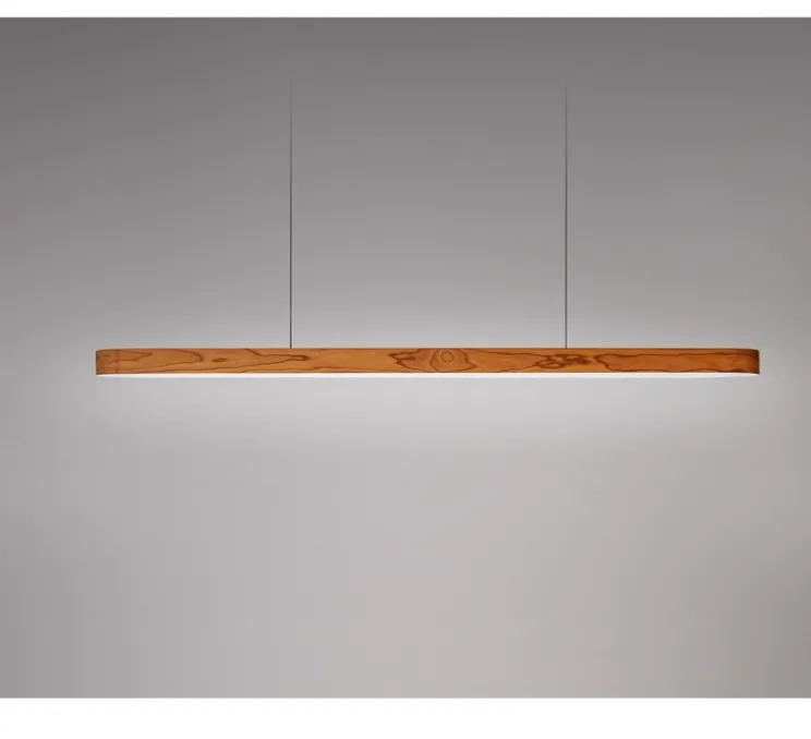 Suspension, I-Line, bois naturel de cerisier, LED, 3000K, 1434lm, L120cm, H5cm - LZF