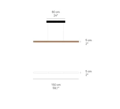Suspension, I-Line, hêtre naturel, LED, 3000K, 1808lm, L150cm, H5cm - LZF