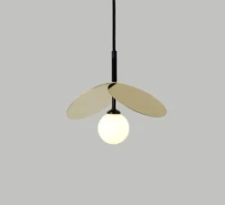 Suspension, Ilios câble tissu + 1mètre, noir et or, Ø25,6cm, H26cm - ATELIER ARETI