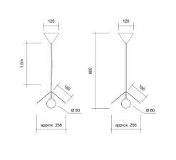 Suspension, Ilios tube metal, noir et or, Ø25,6cm, H60cm - ATELIER ARETI