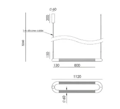 Suspension, Iman L, or antique, LED, 2700K, 3200 lm, L112cm, H15cm-Aromas del Campo