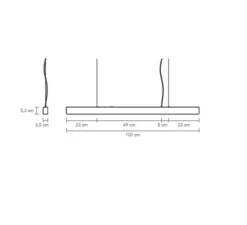 Suspension, I-Model Cord, laiton brossé, L100cm, H5,3cm - Anour