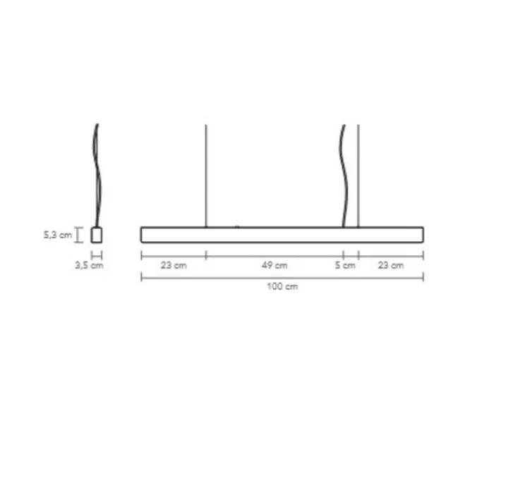 Suspension, I-Model Cord, laiton brossé, L100cm, H5,3cm - Anour