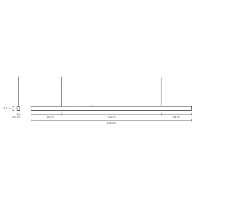 Suspension, I-Model Cordless, acier brossé, LED, dim, 2700K, 2840 lm, L200cm, H5,3cm - Anour