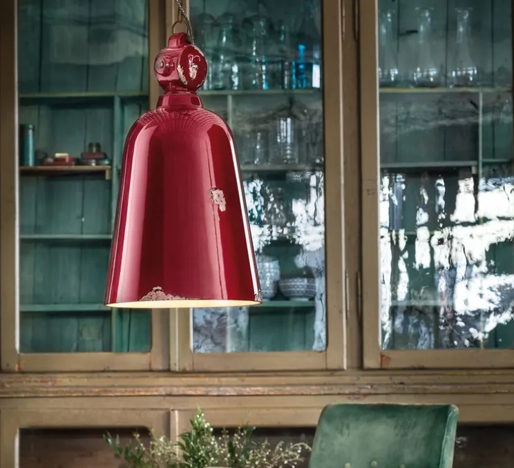 Suspension, Industrial C1745, bordeaux, Ø31cm, H55cm - Ferroluce