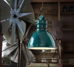 Suspension, Industrial C1750, vert vintage, Ø50cm, H62cm - Ferroluce