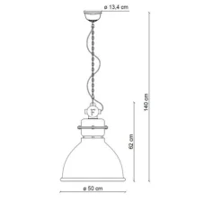 Suspension, Industrial C1750, vert vintage, Ø50cm, H62cm - Ferroluce