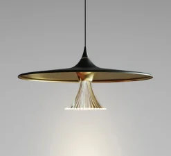 Suspension, Ipno, noir et or, LED, 3000K, 1786lm, Ø62cm, H28,8cm - Artemide