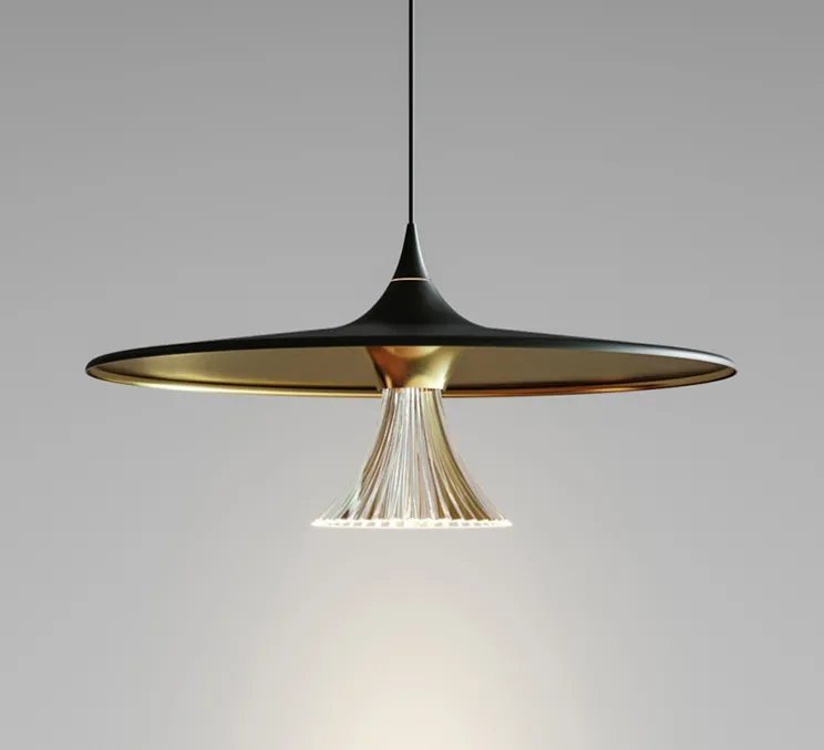Suspension, Ipno, noir et or, LED, 3000K, 1786lm, Ø62cm, H28,8cm - Artemide