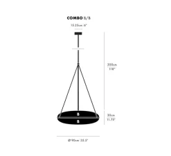 Suspension, Iris, B/B, noir, LED, dim, 1-10V, 2700k, Ø90cm, H30cm - A-N-D
