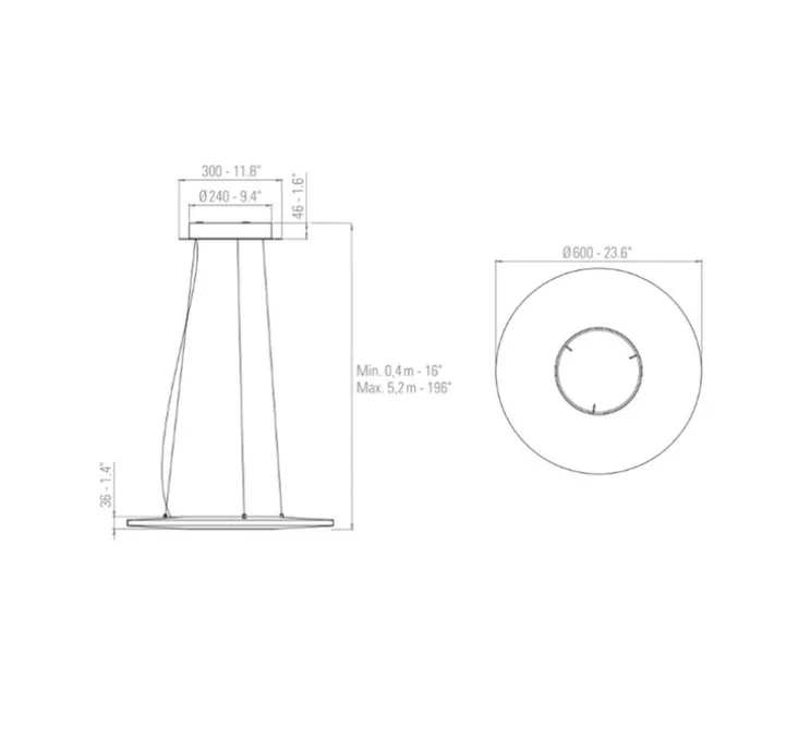 Suspension, Iris Horizontal 60, blanc, LED, dim, 2700K, 5250 lm, Ø60cm, P60cm - Dix heures dix