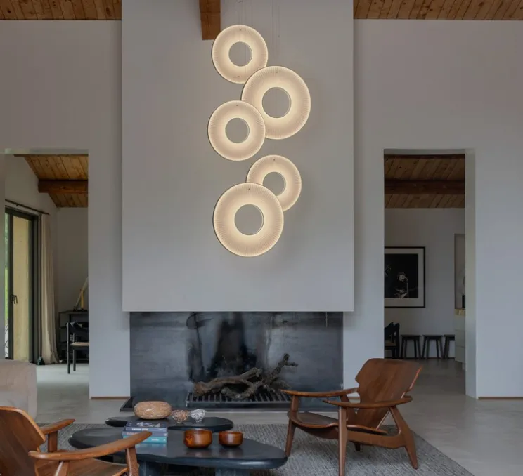 Suspension, Iris Vertical 60, blanc, LED, dim, 2700K, 5250 lm, Ø60cm, P60cm - Dix heures dix