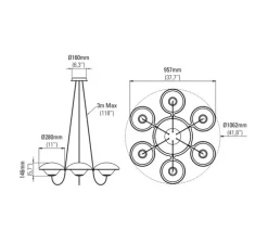 Suspension, ITA, In The Air 6, noir et blanc, Ø106,2cm, H14,6cm - DCW éditions Paris