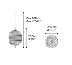 Suspension, Jefferson Sma ll sans rosace, transparent, noir chrome, LED, 2700K, 450 lm, Ø15cm, H23,5cm - Lodes