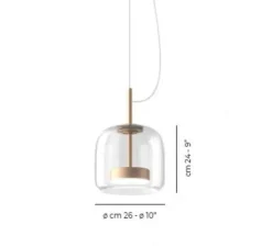 Suspension, Jube SP 1P, cristal transparent, or satiné, LED, dim, 2700K, 2000 lm, Ø26cm, H24cm - Vistosi