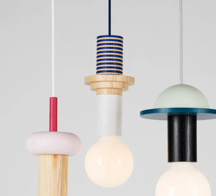 Suspension, JUNIT, Column, frêne, bleu, H25cm - SCHNEID