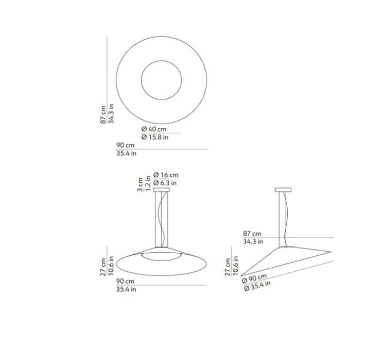 Suspension, Kate, blanc, LED, dim, 2700K, 6856 lm, Ø90cm, H27cm - KDLN