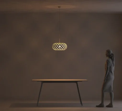 Suspension, Kina, version assemblée, bambou naturel, Ø44cm, H20cm - David Trubridge