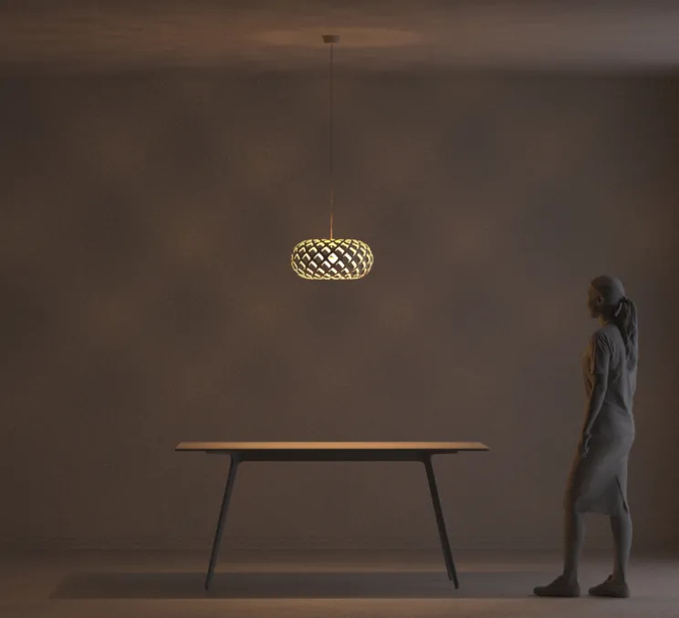 Suspension, Kina, version assemblée, bambou naturel, Ø44cm, H20cm - David Trubridge