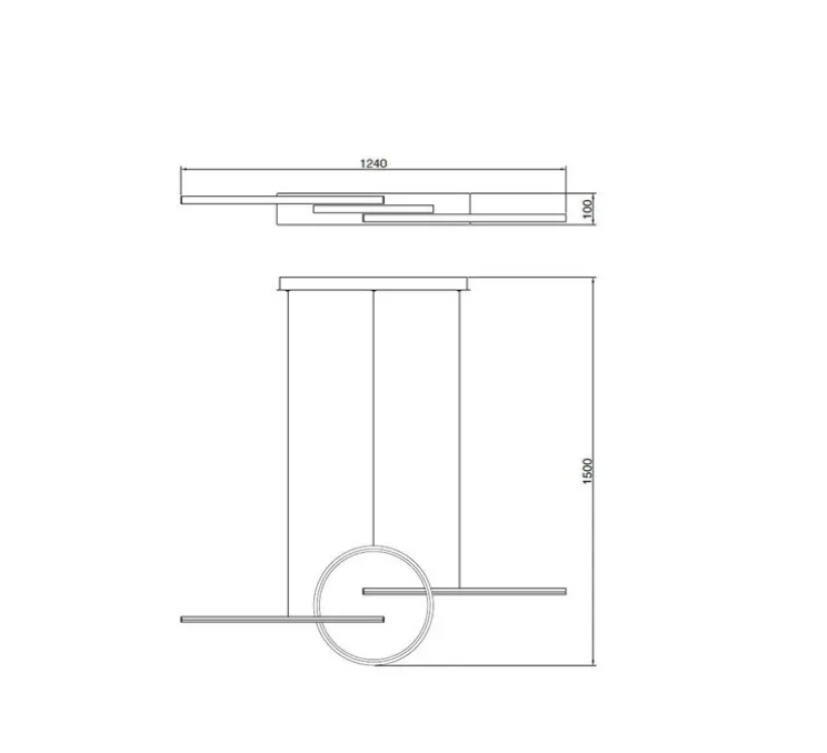 Suspension, Kitesurf, noir, LED, 3000K, 4000 lm, L124cm, H150cm - Mantra