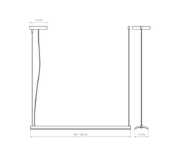 Suspension, Kito C, chêne, LED, 3000K, 1500 lm, L120cm, H1cm - Luxcambra