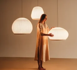 Suspension, Knit, 7450, beige, LED, dim, 1-10V, 2700K, 4782 lm, Ø45cm, H44cm - Vibia