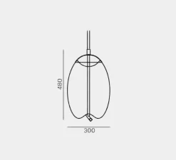 Suspension, Knot Uovo, gris fumé, cuivre, H48cm Ø30cm- Brokis