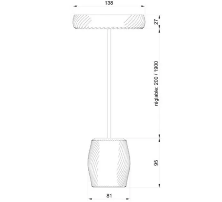 Suspension, Korto, rouge, Ø8,1cm, H9,5cm - Alucyne
