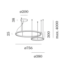 Suspension, Kujo 3.1, bronze, LED, dim, 2700K, 3100 lm, Ø75,6cm, H30cm - Wever&Ducré