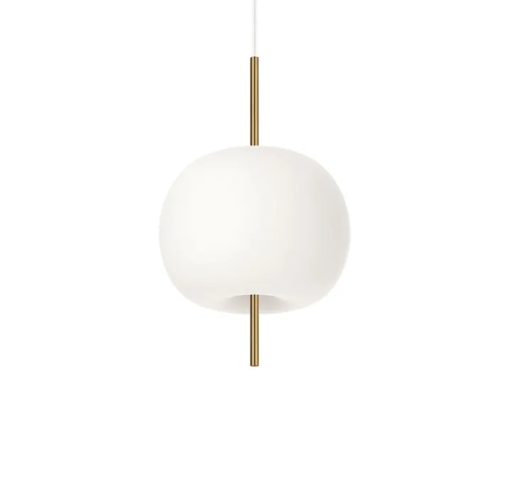 Suspension, Kushi 16, blanc et laiton, Ø16cm, H26cm - KDLN