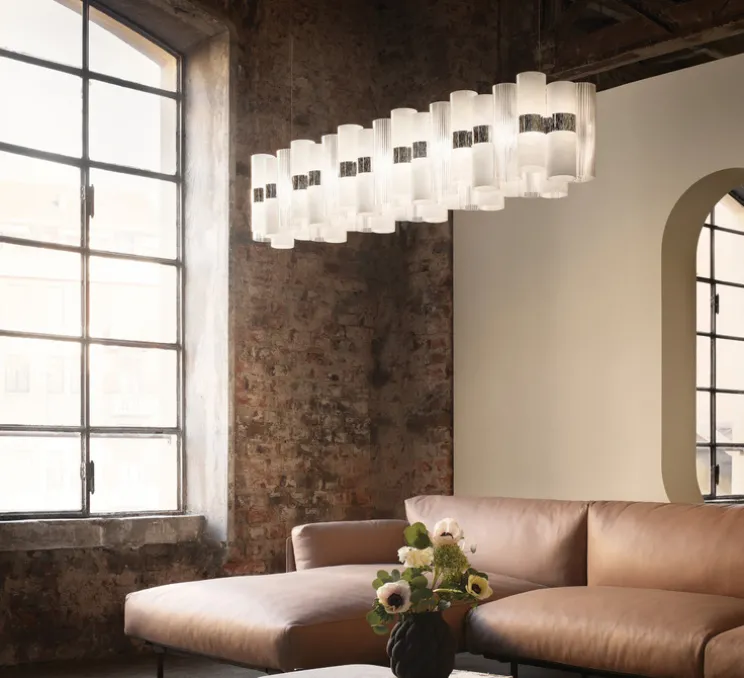 Suspension, La lollo linear 140, blanc, LED, dim, 2700K, 12420 lm, L142cm, H28cm - Slamp