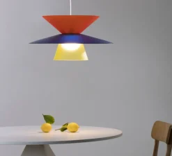 Suspension, Lady Galala, bleu 60, orange 40, jaune 25, Ø60cm, H30cm - Martinelli Luce