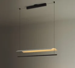 Suspension, Lamina 85, noir et blanc, LED, dim, 2700K, 1394 lm, L98,7cm, H12,6cm - Santa & Cole