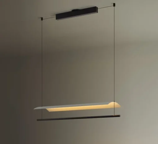 Suspension, Lamina 85, noir et blanc, LED, dim, 2700K, 1394 lm, L98,7cm, H12,6cm - Santa & Cole
