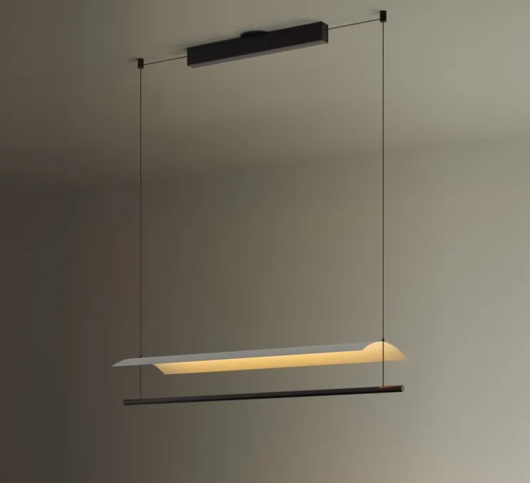 Suspension, Lamina 85, noir et blanc, LED, dim, 2700K, 1394 lm, L98,7cm, H12,6cm - Santa & Cole