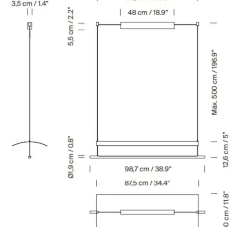 Suspension, Lamina 85, noir et blanc, LED, dim, 2700K, 1394 lm, L98,7cm, H12,6cm - Santa & Cole