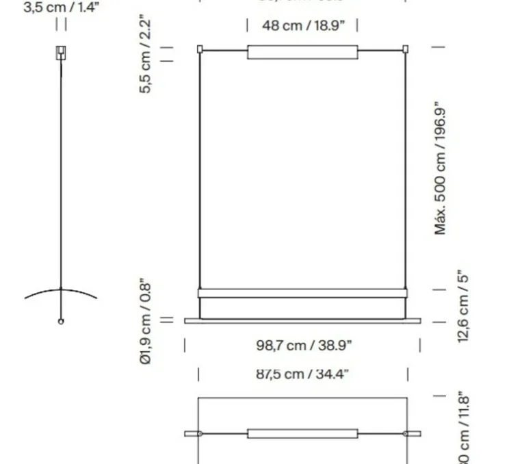 Suspension, Lamina 85, noir et blanc, LED, dim, 2700K, 1394 lm, L98,7cm, H12,6cm - Santa & Cole