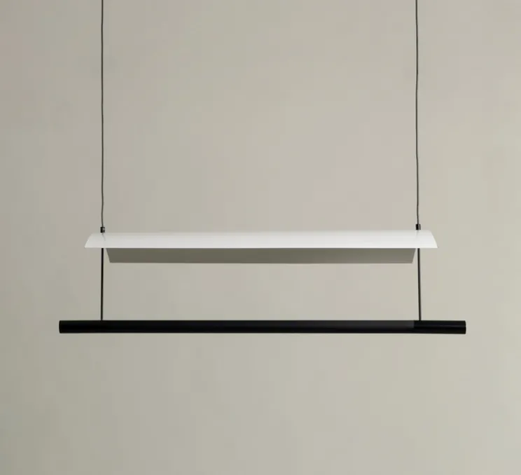 Suspension, Lamina 45, noir et blanc, LED, dim, 2700K, 711 lm, L58,7cm, H12,6cm - Santa & Cole