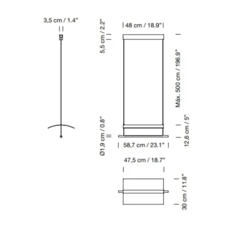 Suspension, Lamina 45, noir et blanc, LED, dim, 2700K, 711 lm, L58,7cm, H12,6cm - Santa & Cole