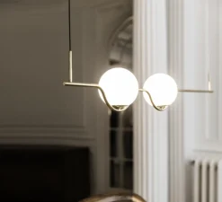 Suspension, Le vita, blanc, or, LED, 2700k, 1200lm, L103cm, H18cm - Faro