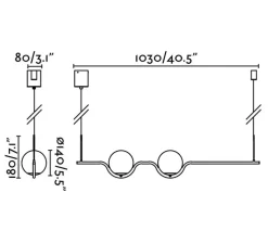 Suspension, Le vita, blanc, or, LED, 2700k, 1200lm, L103cm, H18cm - Faro