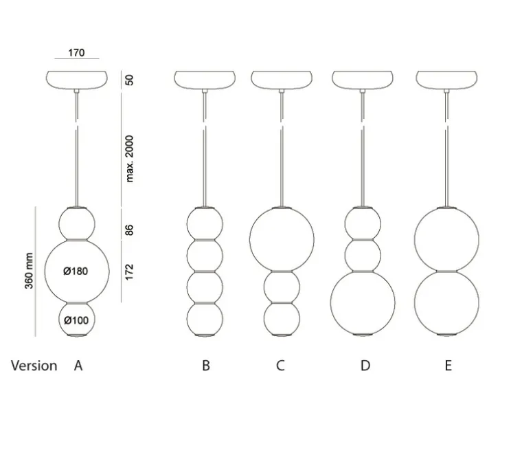 Suspension, LED, 1180 lm, 2700 K, C, Pearls , blanc, or, Ø18cm, H36cm - Formagenda