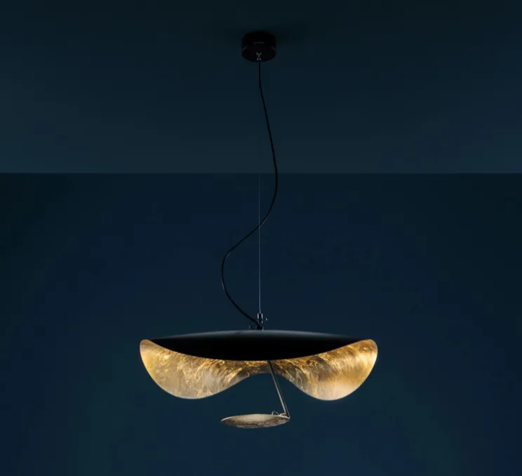 Suspension, Lederam Manta S1, noir, or, LED, dim, 2700K, 1550 lm, L60cm, H30cm - Catellani & Smith
