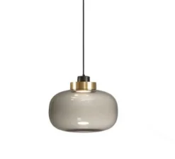 Suspension, Legier 557.24, verre fumé, laiton, IP40, LED, 2700K, 1200lm, Ø35cm, H28cm - Tooy
