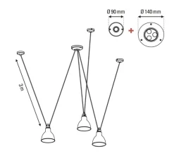 Suspension, Les Acrobates de Gras N°325, x3, noir/intérieur blanc, Ø17cm, H17cm - DCW éditions Paris