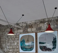 Suspension, Les Acrobates de Gras N°323 XL, rouge/intérieur blanc, Ø32cm, H23cm - DCW éditions Paris