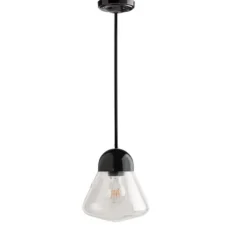 Suspension, light.036, avec glass028, noir, Ø18cm, H71cm - Zangra