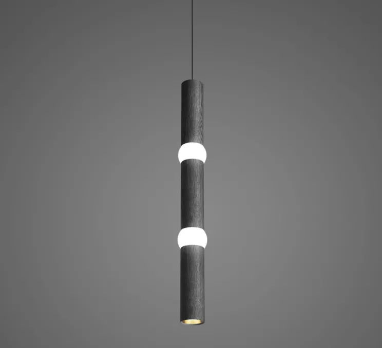 Suspension, Lightbone L, noir, LED, Ø7,6cm, H83,6cm - Oblure