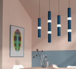 Suspension, Lightbone M, bleu, LED, Ø7,6cm, H53,6cm - Oblure
