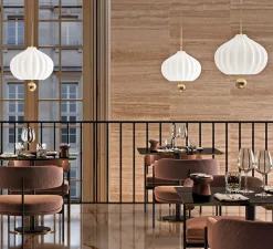 Suspension, Lilli, opalin et laiton, Ø32cm, H52cm - KDLN